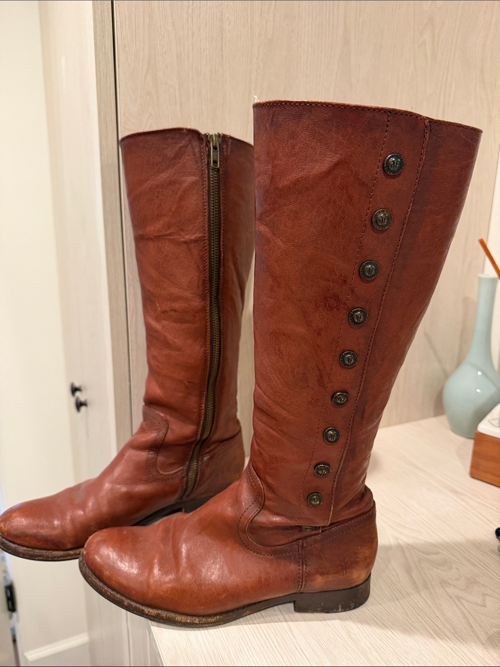 Frye Chestnut Brown Leather Boots - Picture 5 of 8